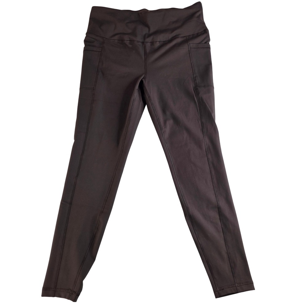 NEW Yogalicious Stratus Leggings Womens 1X Brown Fleece Lined Pockets Athleisure